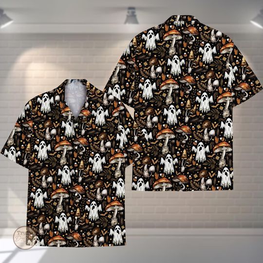Discover Spooky Mushroom Halloween Aloha Shirt: Gothic Horror Button-Up