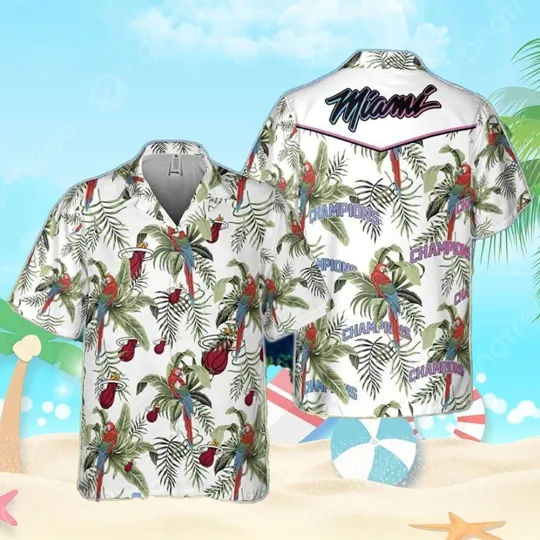 Discover Miami Basketball Team Heatt Hawaiian Shirt Button Down Unisex Adult, Gift for Fan