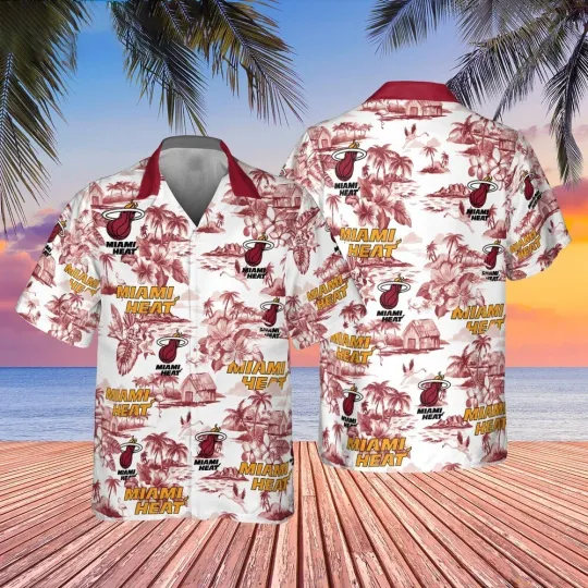 Discover Miami Basketball Team Heatt Hawaiian Shirt Button Down Unisex Adult, Gift for Fan
