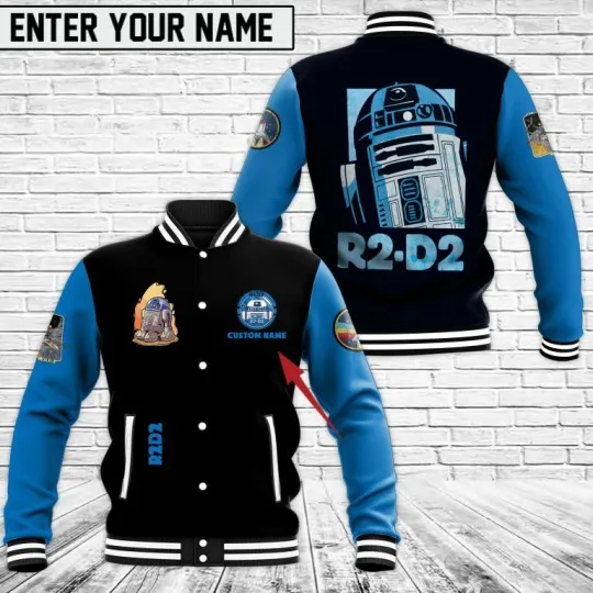 Personalized R2-D2 Robot Star Wars Fan Gift For Him Dad Grandpa Baseball Jacket