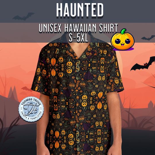 Haunted - Hawaiian Shirt - Unisex / Male / Female - Halloween -Polyester & Spandex