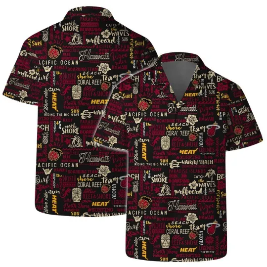 Discover Miami Basketball Team Heatt Hawaiian Shirt Button Down Unisex Adult, Gift for Fan