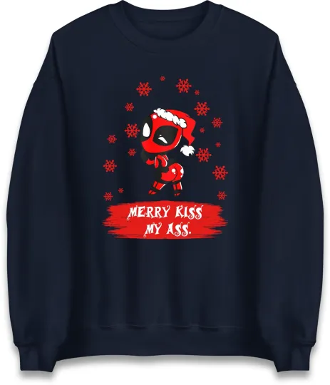 Discover Merry Kiss My Ass Christmas Sweatshirt, Offbeat Ugly Christmas Jumper