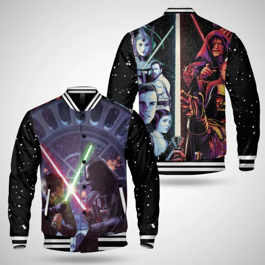 Darth Vader & Luke Skywalker Lightsaber Galaxy's Edge Baseball Jacket
