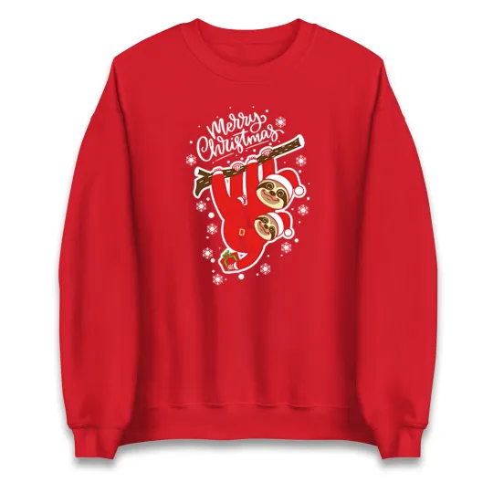 Discover Santa Sloth Christmas Sweatshirt, Festive Holiday Jumper