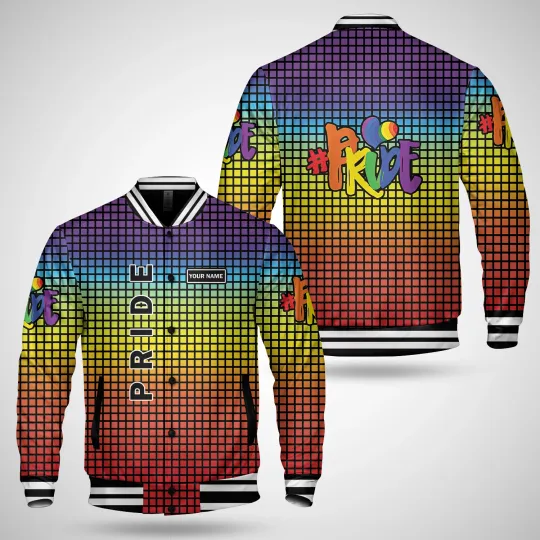 Personalized LGBT Pride Checkerboard Pattern Gay Lesbian Rainbow Jacket