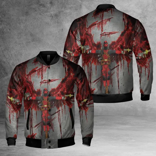 Deadpool Guns Holding Bloody Wings Dope Let's Fvcking Go Horror Jacket