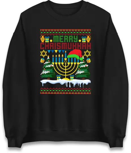 Merry Chrismukkah Holiday Sweatshirt,Offensive Christmas Jumper, jews Christmas