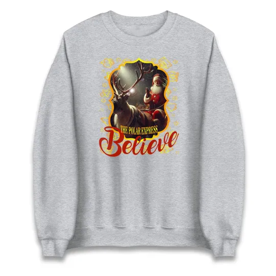 Discover Believe Santa with Reindeer Vintage Christmas Sweatshirt