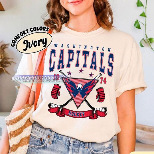 Discover Vintage Washington Capitals Shirt, Hockey Tee, Retro Hockey Fan Shirt for Game Day
