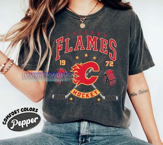 Discover Calgary Flames Hockey Shirt, Hockey Tee, Retro Hockey Fan Shirt for Game Day