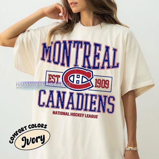 Discover Comfort Colors Montreal Canadiens Hockey T-shirt, Custom Vintage Graphic Tee, Montreal Hockey Gift For Fan