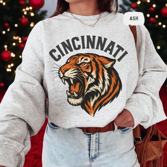 Discover Vintage Cincinnati Football Sweatshirt, Game Day Sweatshirt, Football Team Sweatshirt