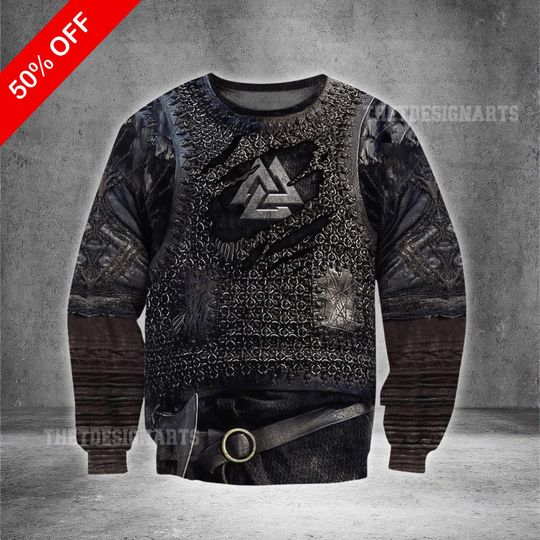 Discover Vikings Armor 3D Sweatshirt, All Over Printed Viking Christmas Hoodie, Unisex Nordic Gift for Men & Women, Gift for Viking Enthusiasts