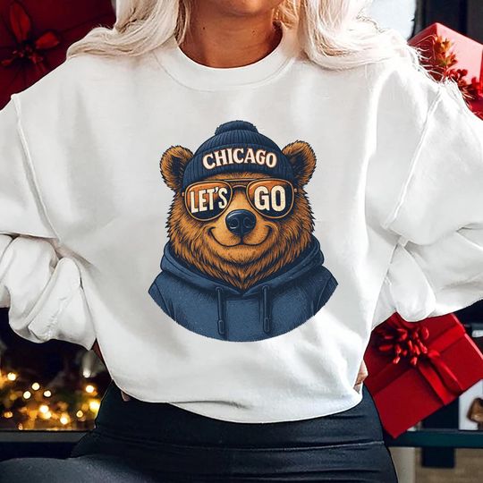 Discover Chicago Football Bear Sweatshirt, Game Day Sweatshirt, Football Team Sweatshirt