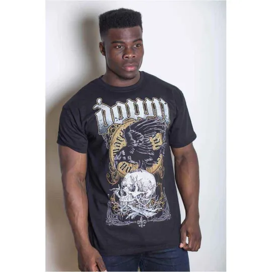 Down T-Shirt Swamp Skull Distressed Band Logo Men's