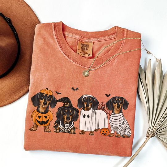 Discover Dachshund Shirt, Halloween Dachshund Shirt, Dachshund Halloween Tshirt, ute Ghost Dog T-shirt, Dog Lover Gift, Doxie Mom