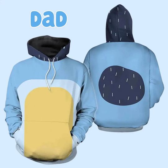 Discover Dad Cosplay 3D Hoodie: Blue Dog Family Costume