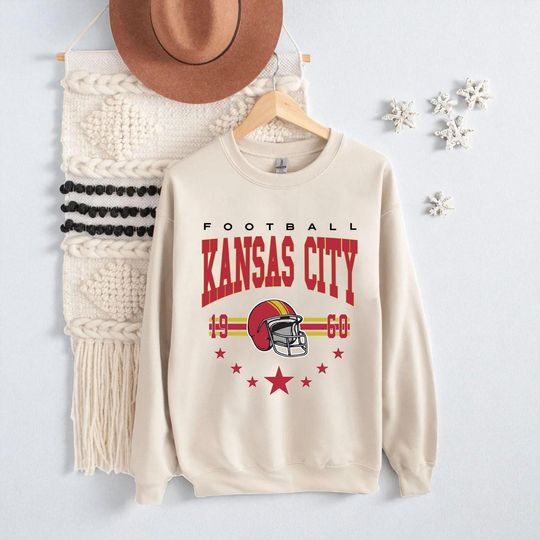 Discover Vintage Kansas City Football Sweatshirt, Game Day Sweatshirt, Football Team Sweatshirt