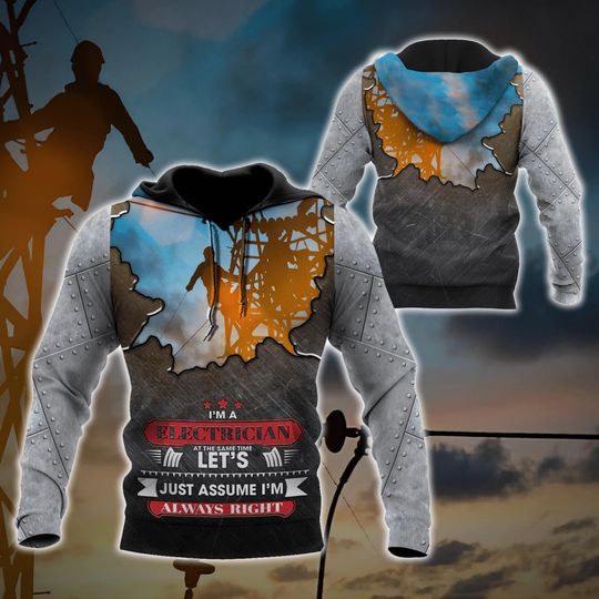 Discover Electrician 3D Shirt / Electrician Hoodie / Electrician All Over Printed / Electrician Gift / Electrician Metal Pattern Hoodie