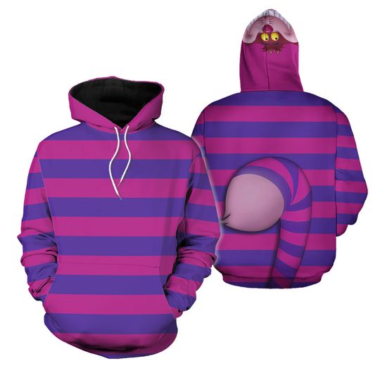 Cheshire Cat Halloween 3D Shirt, Alice In Wonderland Halloween Costume Family Hoodie, Cheshire Cat Cosplay Costume Hooded Sweatshirt
