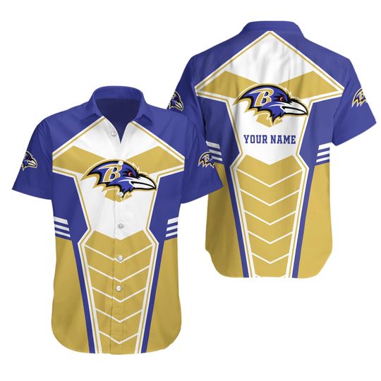 Geometric Game Day – Customizable Hawaiian Baltimore Ravens Shirt , Gift for Fan