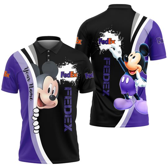 Personalized Disney Mickey Mouse FedEx Polo Shirt, FedEx Ground 3D Printed Polo Shirt