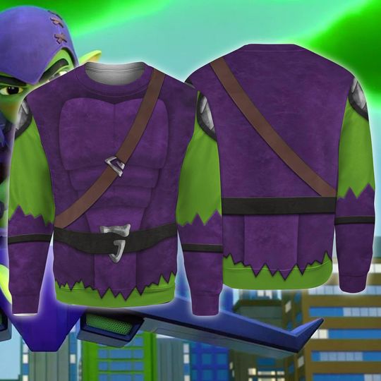 Green Goblin Full Over Print Shirt, Spidey and His Amazing Friends Sweatshirt, Halloween Costume Ugly Sweatshirt, Halloween Cosplay, Cartoons Apparel