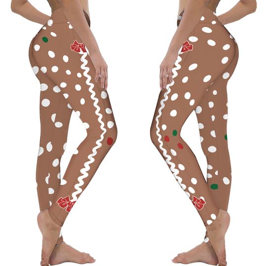 Gingerbread Leggings, Christmas Leggings, Gingerbread Costume, Dessert Theme Pants, Funky Tights, Cosplay Leggings, Womens Christmas Gifts