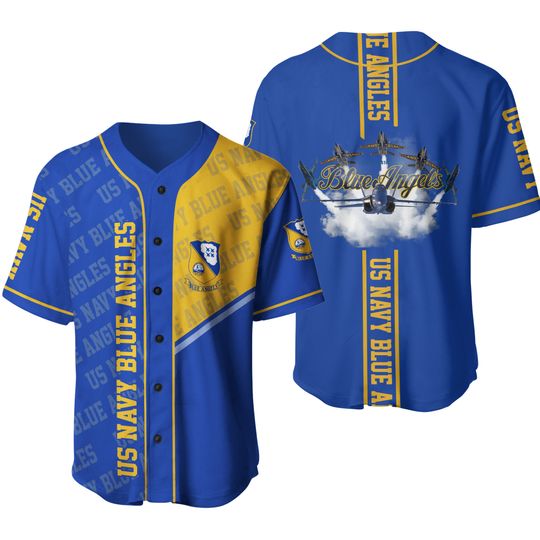 US Navy Blue Angels AOP Baseball Jersey