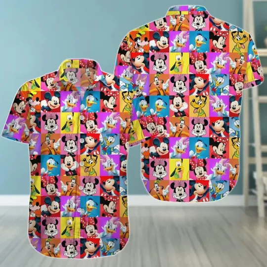 Discover Disney Mickey And Friends Mickey Mouse Checkered Colorful Hawaiian Shirt