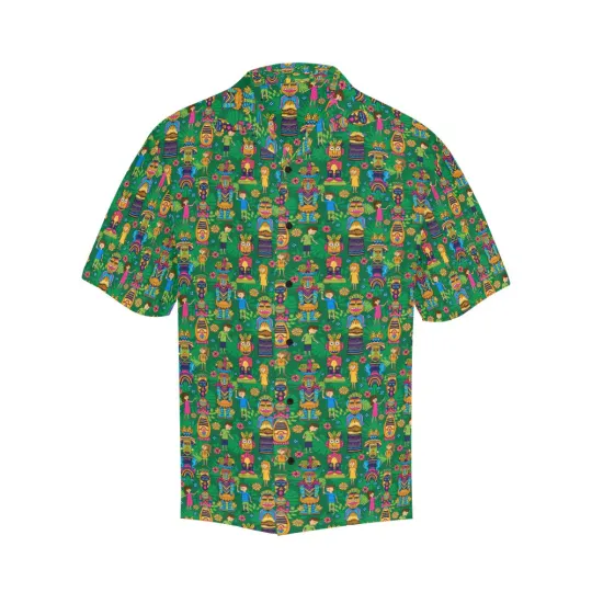 Discover Disney Classic Tiki Room Tropical Summer Green Hawaiian Shirt