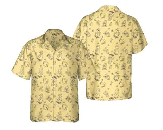 Discover Disney Beauty And The Beast Hawaiian Cogsworth Line Yellow Hawaiian Shirt