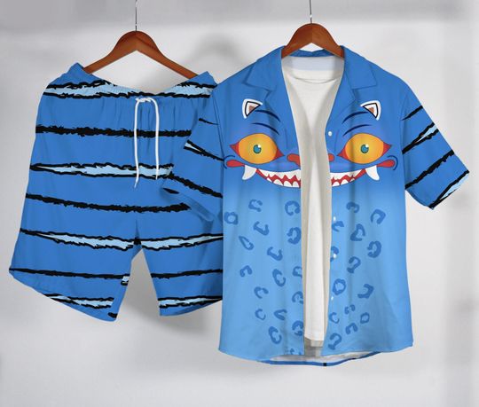 Derpy Tiger Hawaiian Shirt Set, Kpop Huntrix Demon Hunter Outfit, Funny Derpy Tiger Button Up Summer Gift, Kpop Merch Shirt