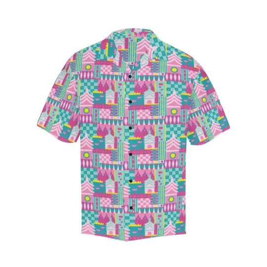 Discover Disney Mickey Mouse Small World Pink Teal Hawaiian Shirt