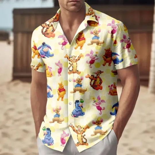 Discover Disney Winnie The Pooh Pooh And Friends Yellow Hawaiian Shirt