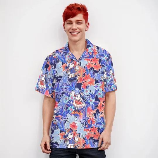 Discover Disney Mickey Cruise Line 2025 Tropical Summer Beach Vacation Hawaiian Shirt