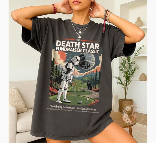 Discover Funny Star Wars Golf T-Shirt, The Death Star Classic On Alderaan, Death Star Classic Stormtrooper Tee, Funny Star Wars Golf T-Shirt.