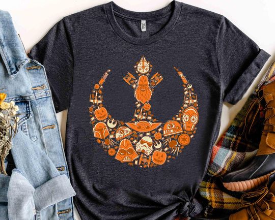 Rebel Alliance Pumpkins Halloween Logo Shirt, Funny Star Wars Halloween Party Tee, Galaxy's Edge Spooky Season Family Vacation Holiday Gift
