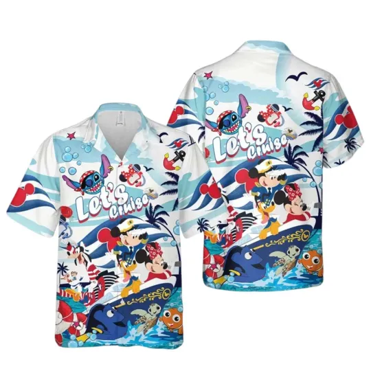 Discover Let's Cruise Disney Hawaiian Shirt Captain Mickey Mouse And Friends Hawaiian