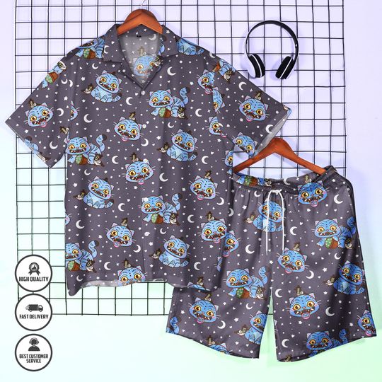 Derpy Demon Hunter Hawaiian Shirt  Funny Kpop Demon Button Up  Summer Shirt  Manga Streetwear  Hawaii Outfit Set  Anime Lover Gift