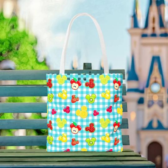 Mickey Fruits and Gingham Tote Bag, Disney Tote Bag Gift