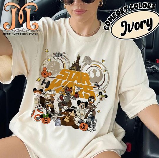 Discover Vintage Disney Star Wars Halloween Shirt, Mickey & Friends Star Wars Tee, Disney World Shirt, Retro Star Wars Shirt, Disney Halloween Shirt
