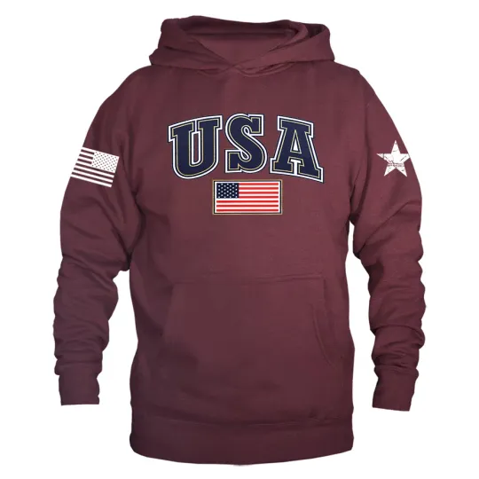 United States of America USA American Pride US Flag Pullover Hoodie