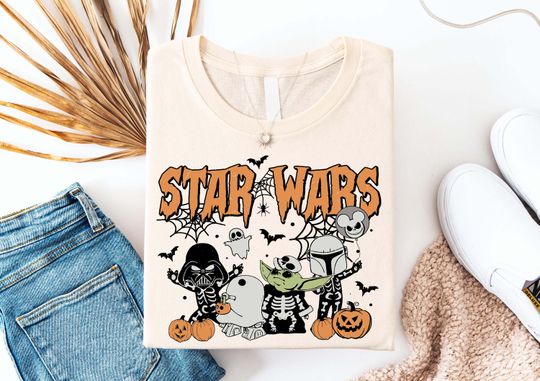 Discover Star Wars Halloween Shirt, Darth Vader Spooky Shirt, Star Wars Skeleton Shirt, Disney Family Trip Shirt, Galaxy Wars Pumpkin Sweater