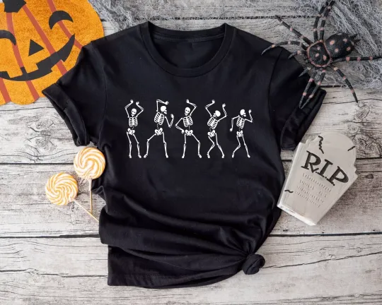 Discover Halloween Dancing Skeleton T-Shirt Kids and Adults