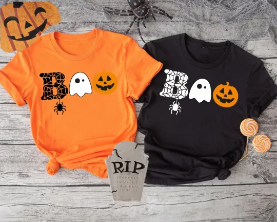 Discover Halloween Ghost Pumpkin Spider T-Shirt for Men Women Kids