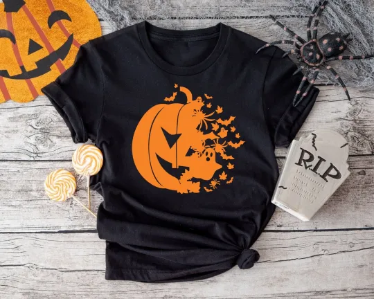 Discover Halloween Pumpkin T-Shirt Ghost Owl Spooky Season Top for Men Women Kids
