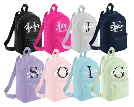 Discover Personalized Kids School Backpack with Custom Initial and Name Storage Daycare Bag