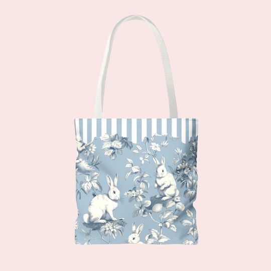 Discover Toile Bunnies Tote Bag